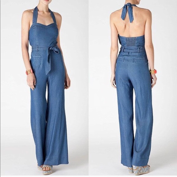 Anthropologie Pants - • Elevenses • Halter Neck Chambray Jumpsuit 4